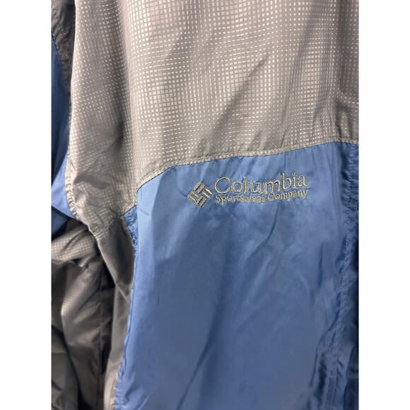 Columbia Men’s XL Waterproof Windbreaker Hooded Jacket Blue Gray Nylon - Picture 3 of 9